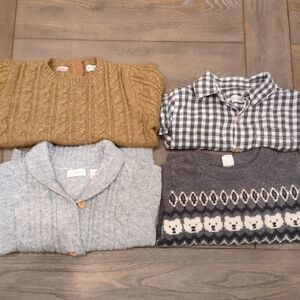 Boys Bundle of 3 Sweaters And A Flannel Shirt Size 4-5
